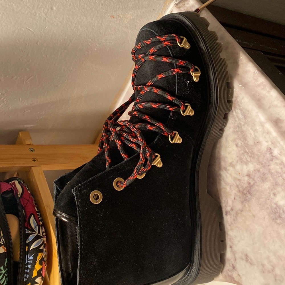 Sam Edelman Circus suede Kane lace up combat bootie black boots women’s size 8